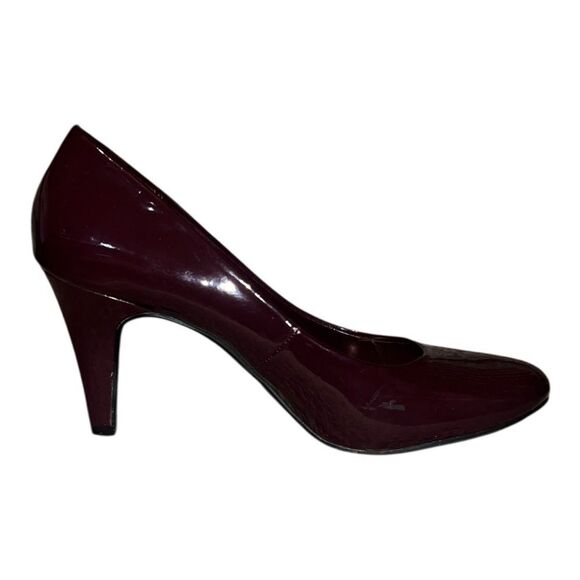 Target Merona Burgundy Maye Pumps Patent Faux Leather Heels Basic 8M EUC - Picture 2 of 10